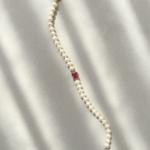 Pulseira de Pérolas com Turmalina Rosa